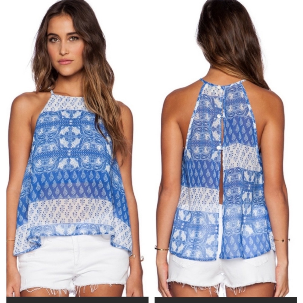 Show Me Your Mumu Selena Teacup Tulip Bandana Sheer Halter Keyhole Cutout Back